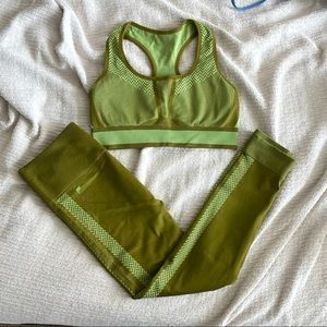 Fabletics Olive Green Sports Bra & Leggings Set